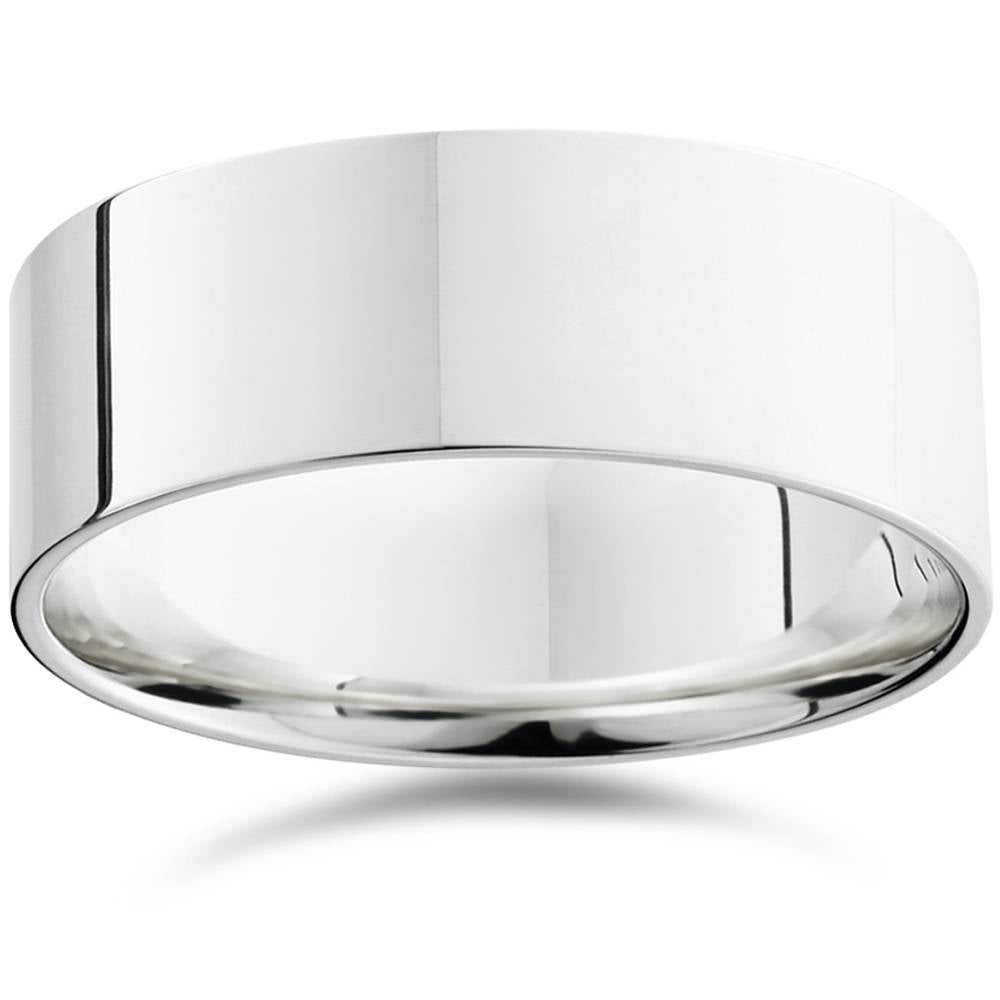 Mens 8mm Flat 950 Platinum Comfort Wedding Ring Band Size Selectable 7802608549948
