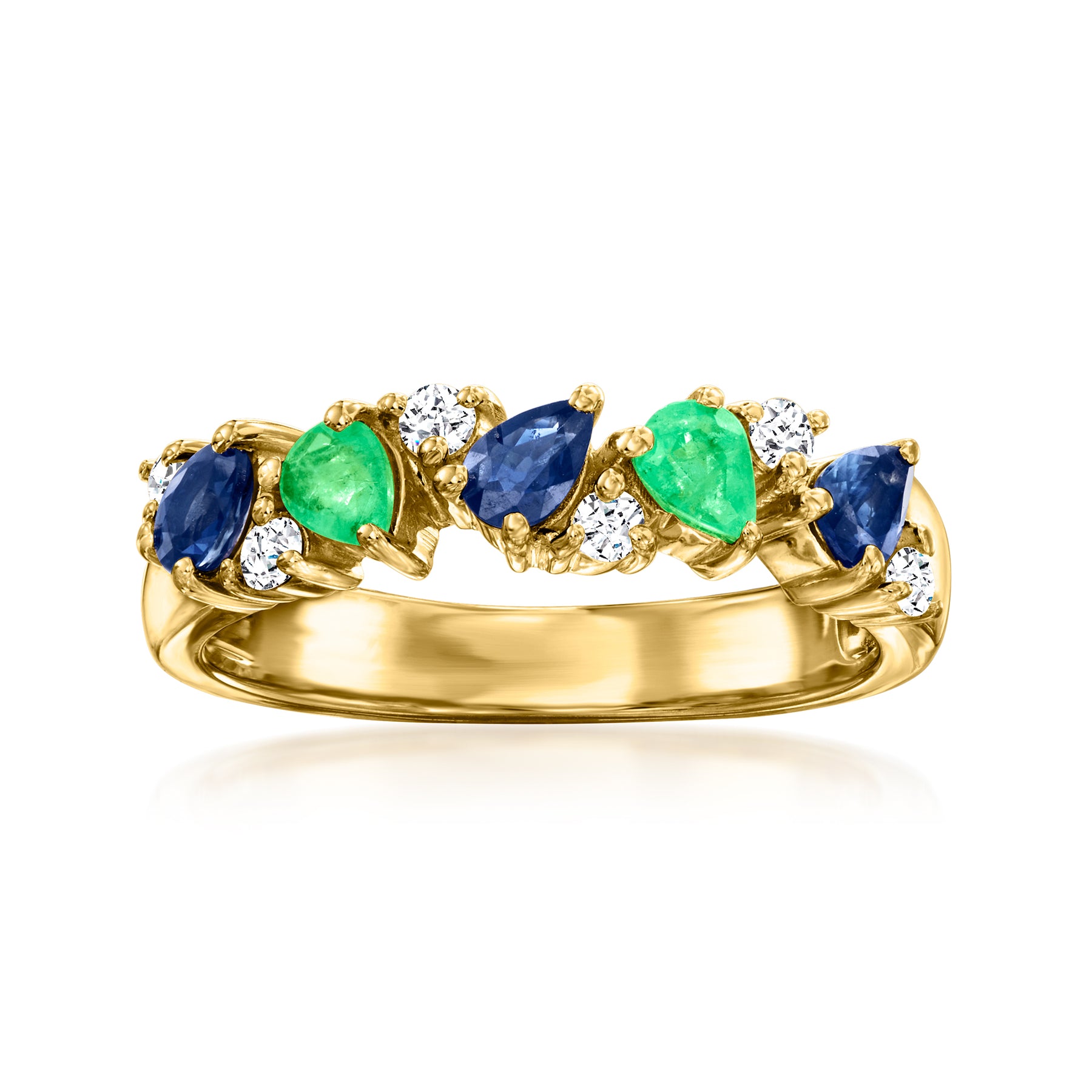 Ross-Simons Sapphire and . Emerald Ring With . White Topaz in 18kt Gold Over Sterling 7731259211836
