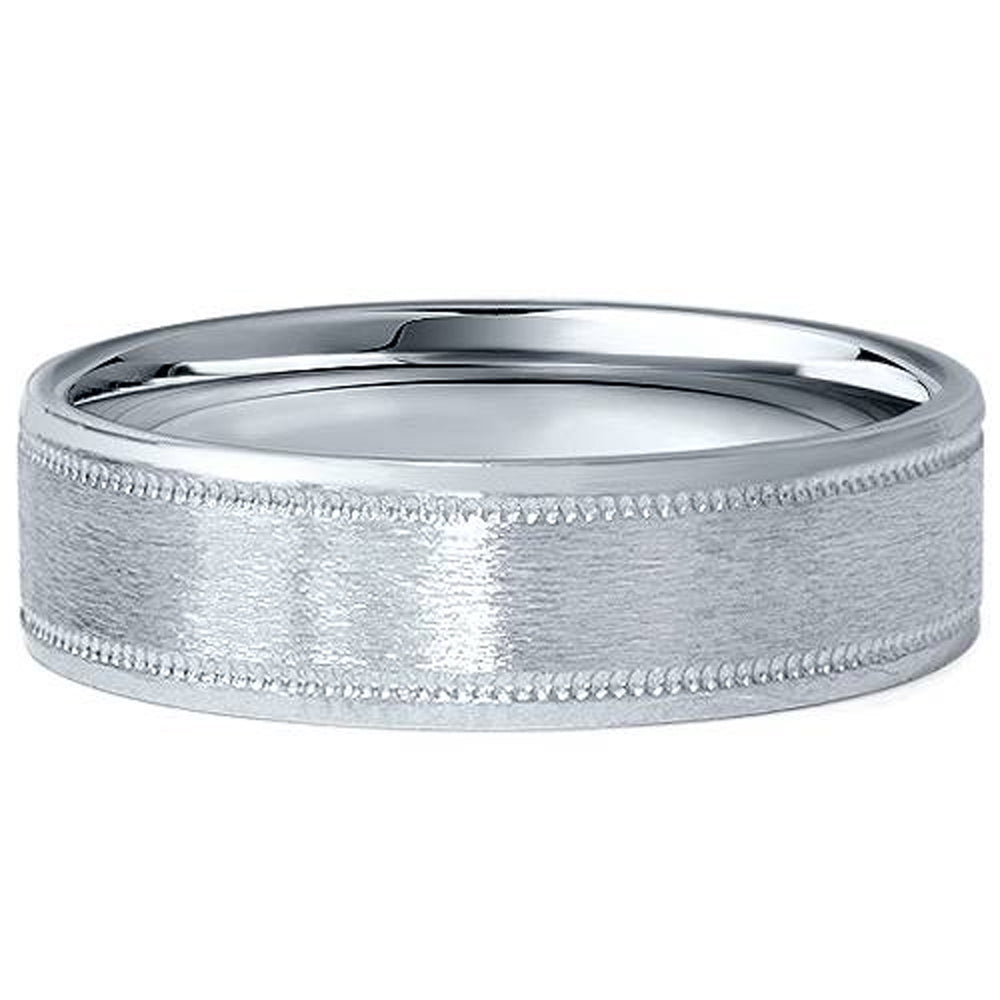 6MM Flat Brushed Platinum Mens Wedding Band Comfort Fit Ring Size Selectable 7802625392700