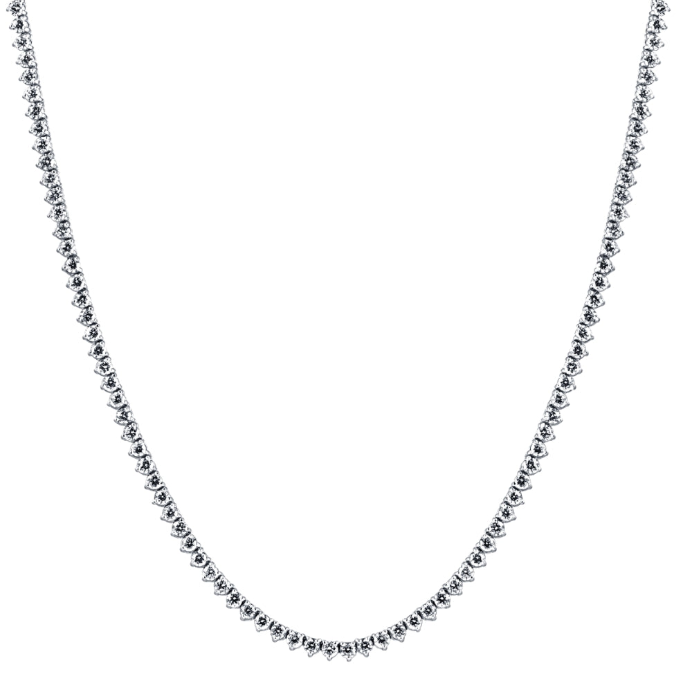 F/VS 5.59Ct Diamond Tennis Necklace 3-Prong 14k White Gold 16