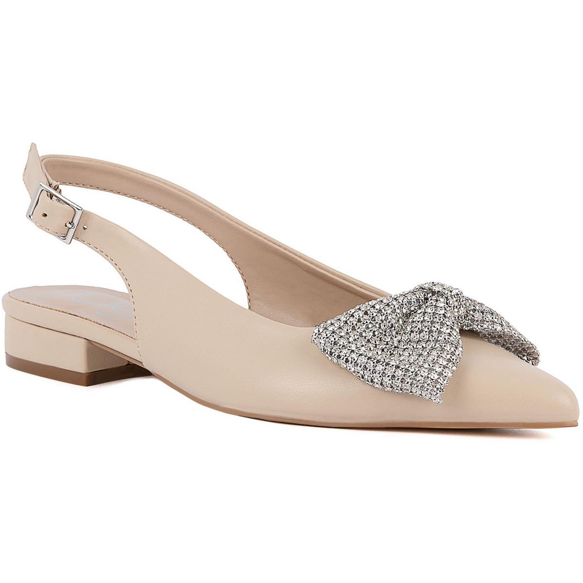 Clovis Faux Suede Rhinestones Ballet Flats