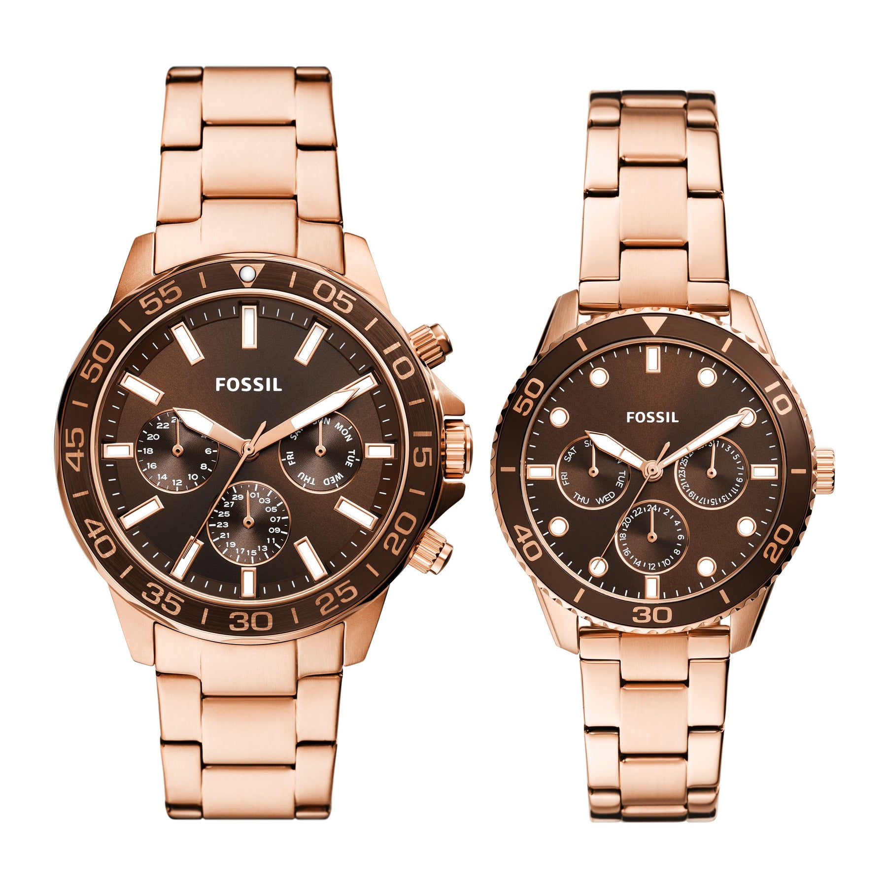 Fossil Men's His and Hers Multifunction, Rose Gold-Tone Stainless Steel Watch