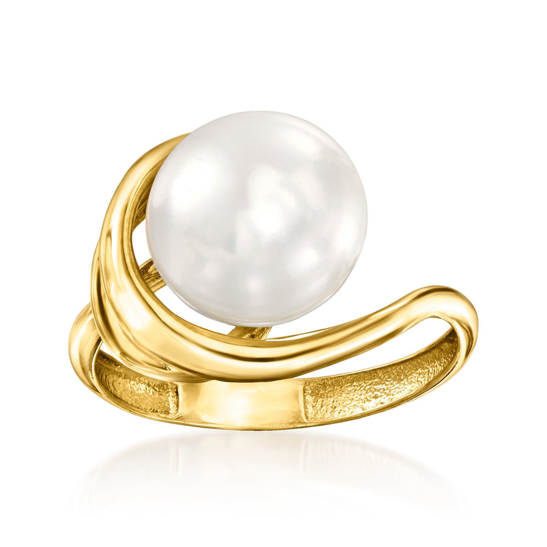 Ross-Simons 10-10.5mm Cultured Pearl Asymmetrical Ring in 14kt Yellow Gold 7748576116796