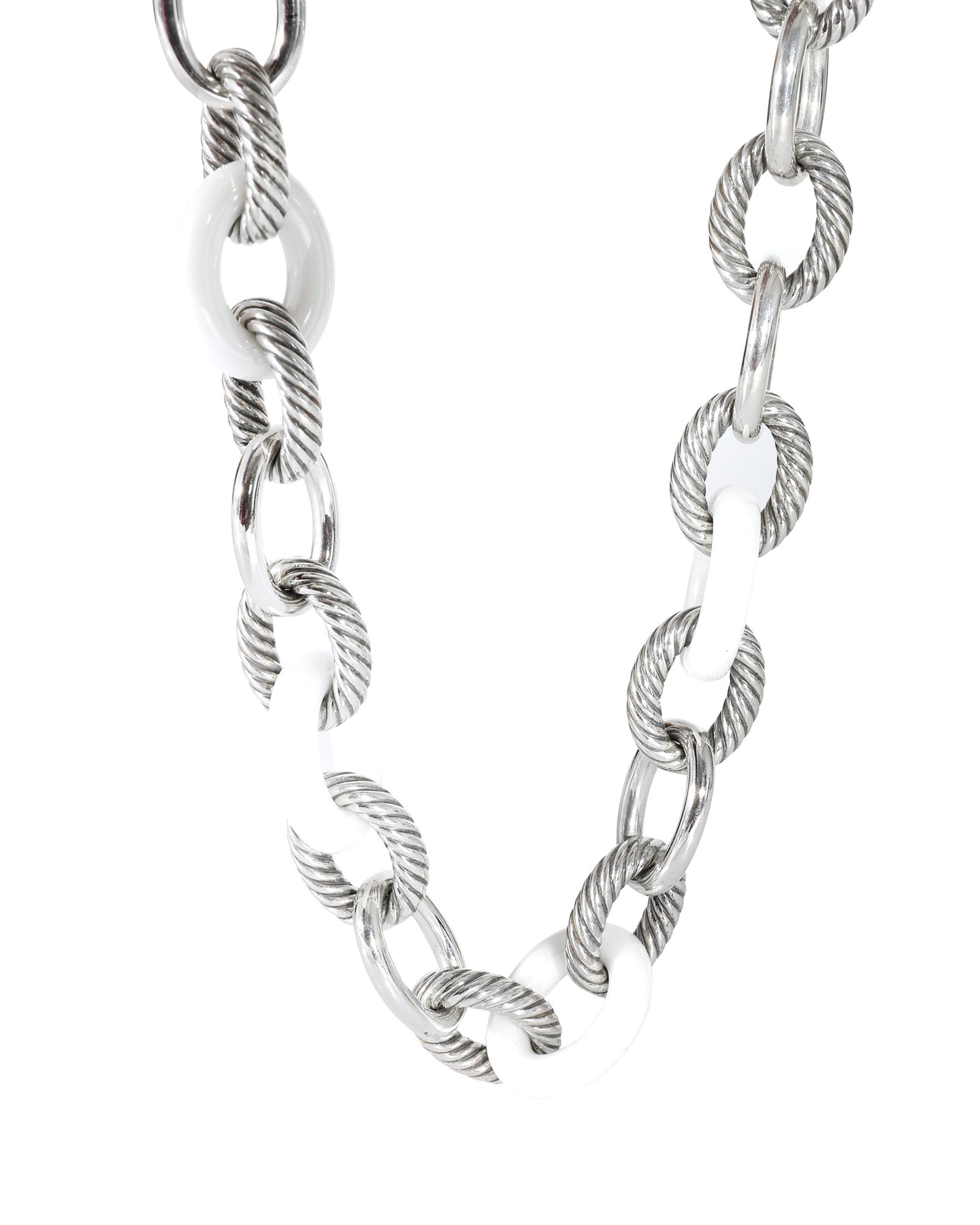 David Yurman Oval Link Necklace in Sterling Silver With Ceramic 7762744279100