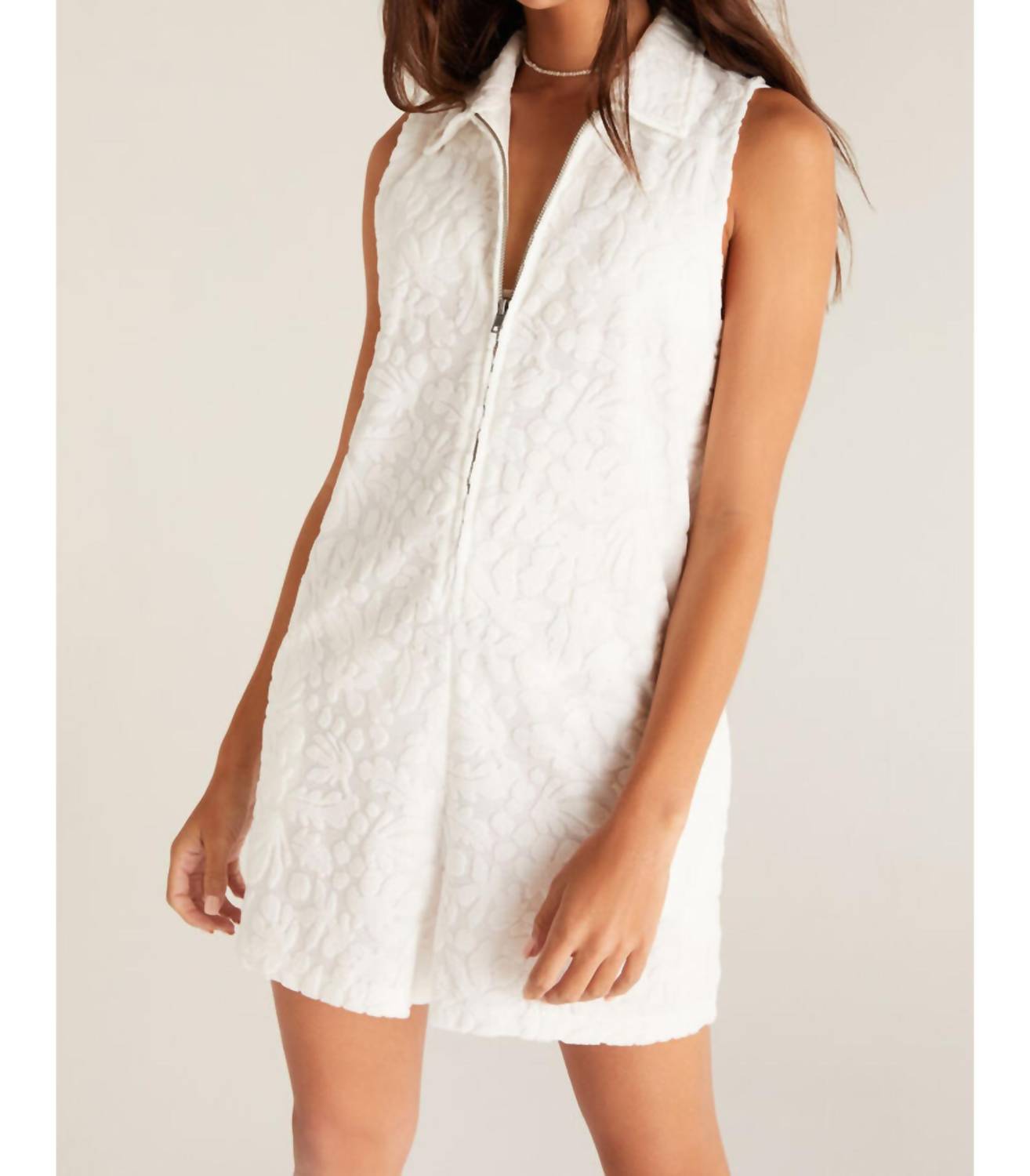 Cabo Terry Romper In White Shell
