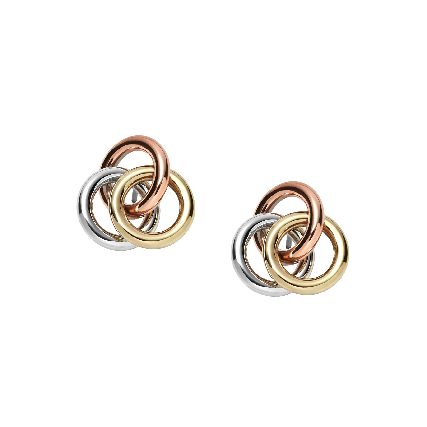Fossil Women's Tri-Tone Circle Stud Earring