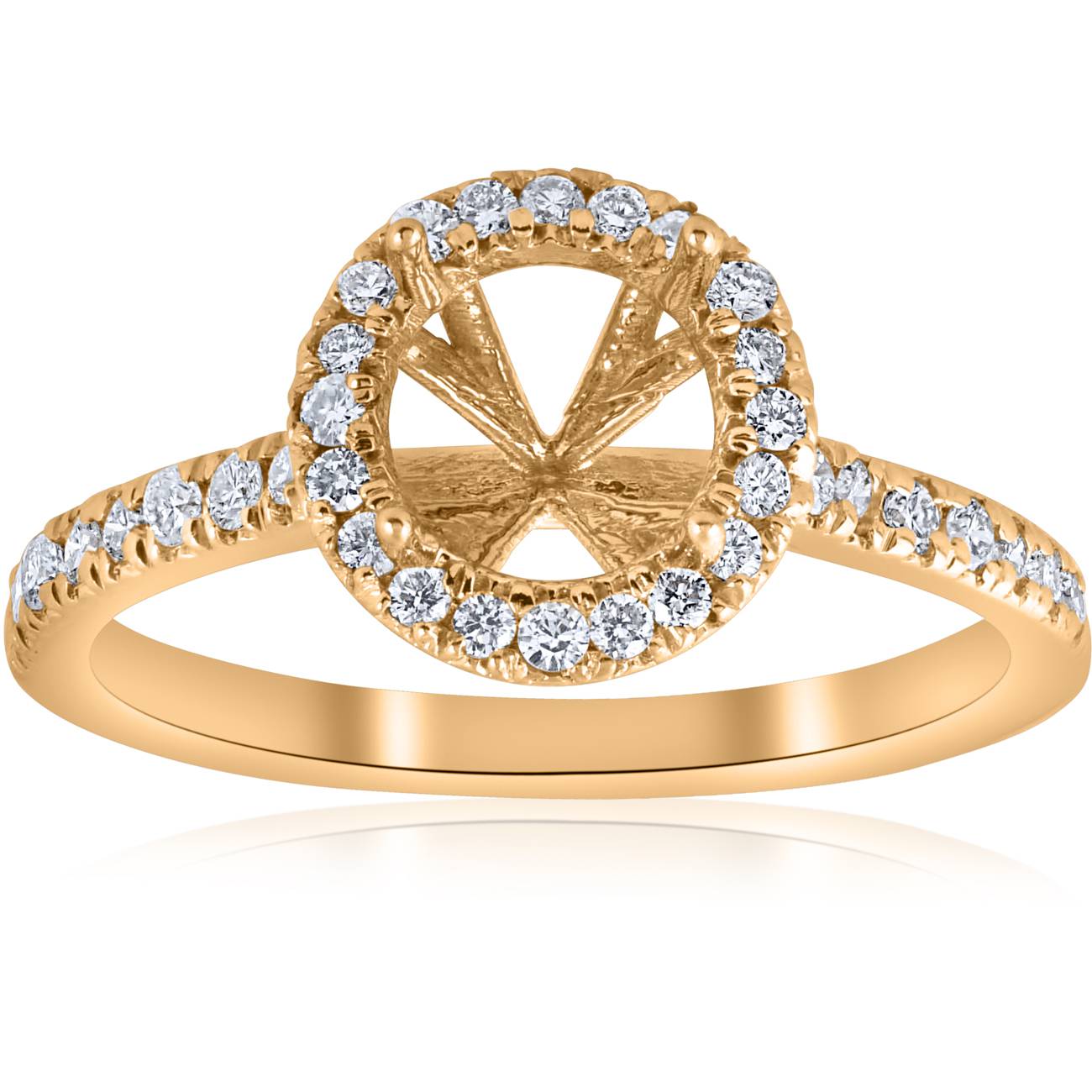 .36ct Halo Diamond Engagement Semi Mount 14k Yellow Gold Ring Setting 6 7802601603132