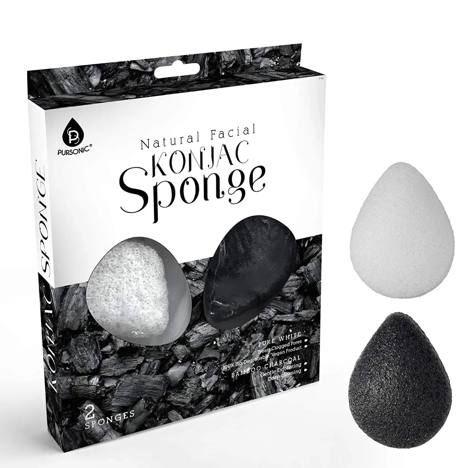 Pursonic Natural Facial Konjac Sponge Duo Set