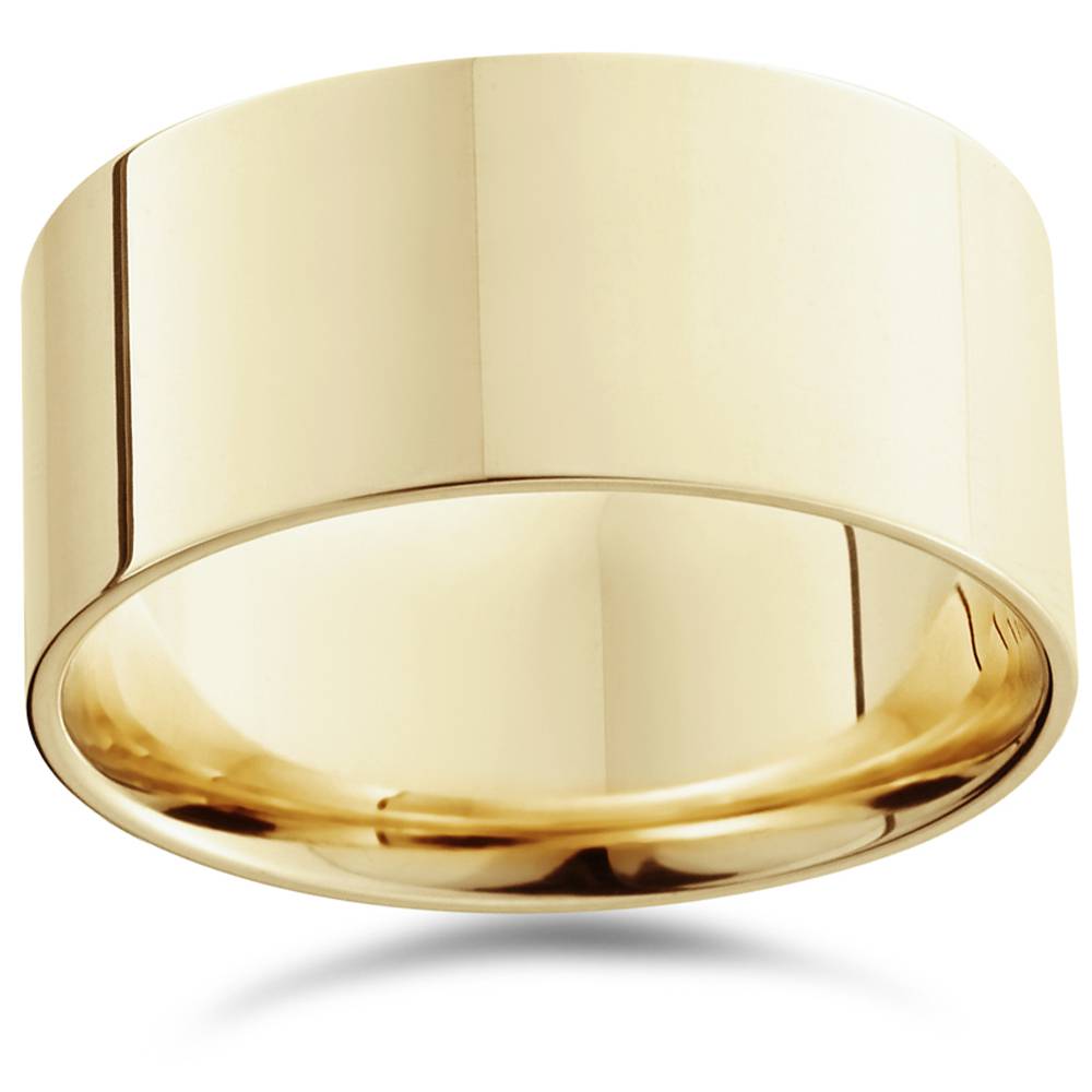 10mm Flat High Polished Wedding Band 14K Yellow Gold Size Selectable 7802624344124