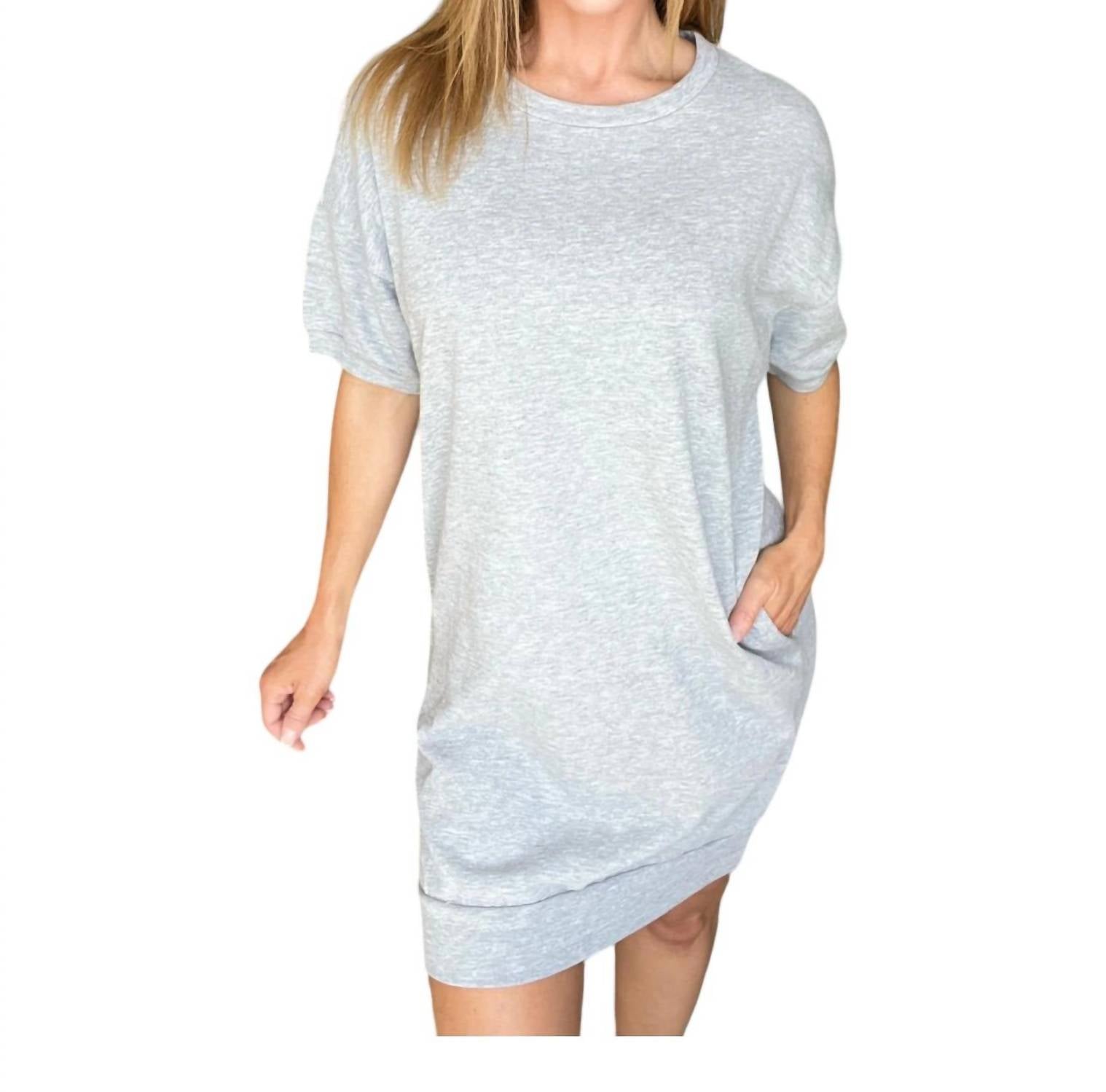 Oversized Short Sleeve Dress In Grey