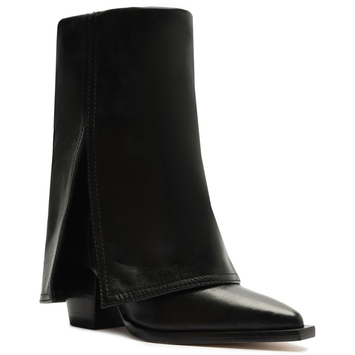 Bianca Leather Pull-On Mid-Calf Boots