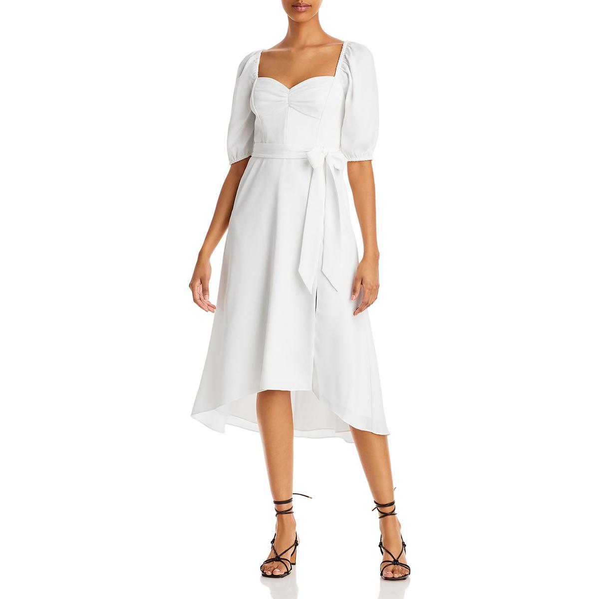 Puff Sleeve A-Line Midi Dress