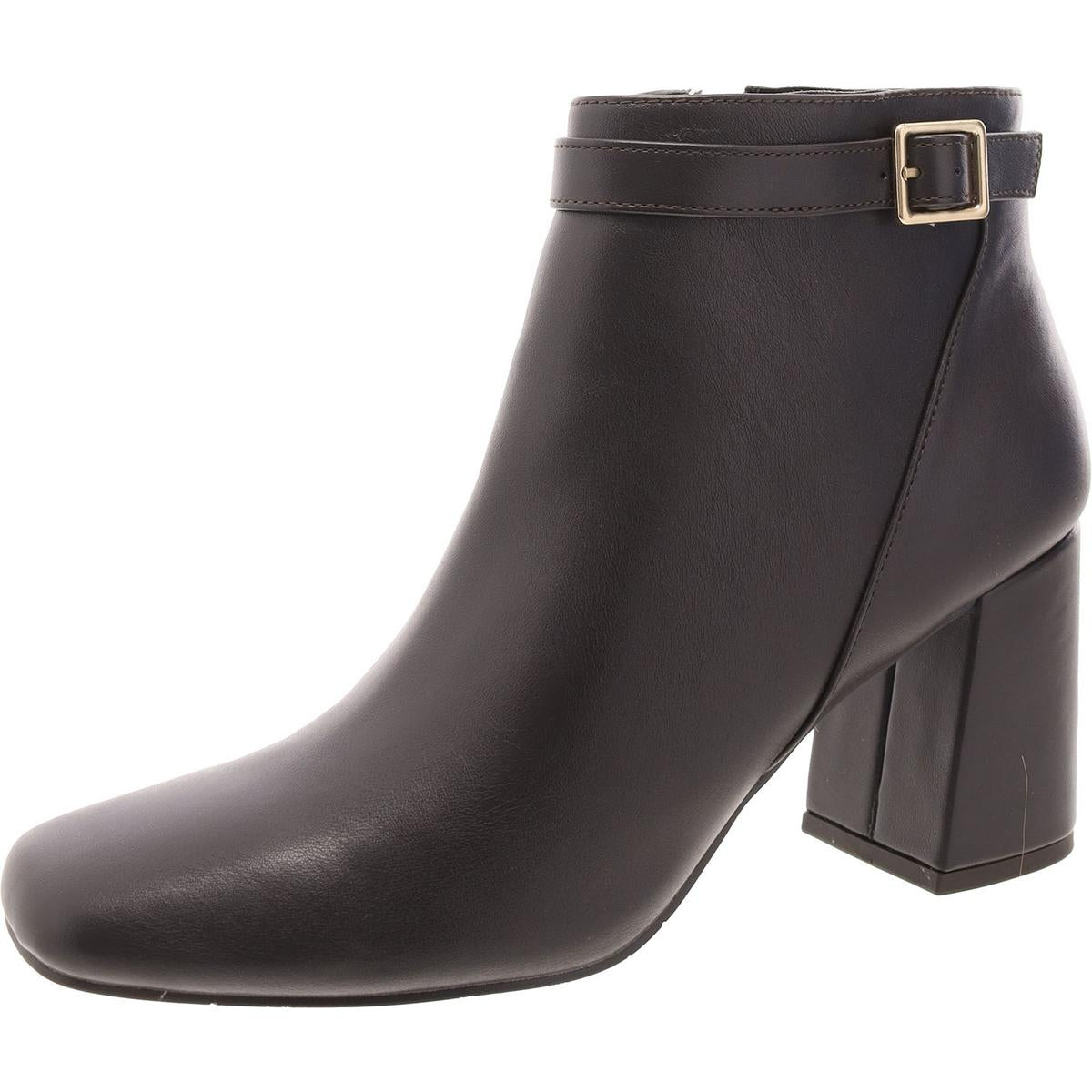 Faux Leather Zip Up Ankle Boots