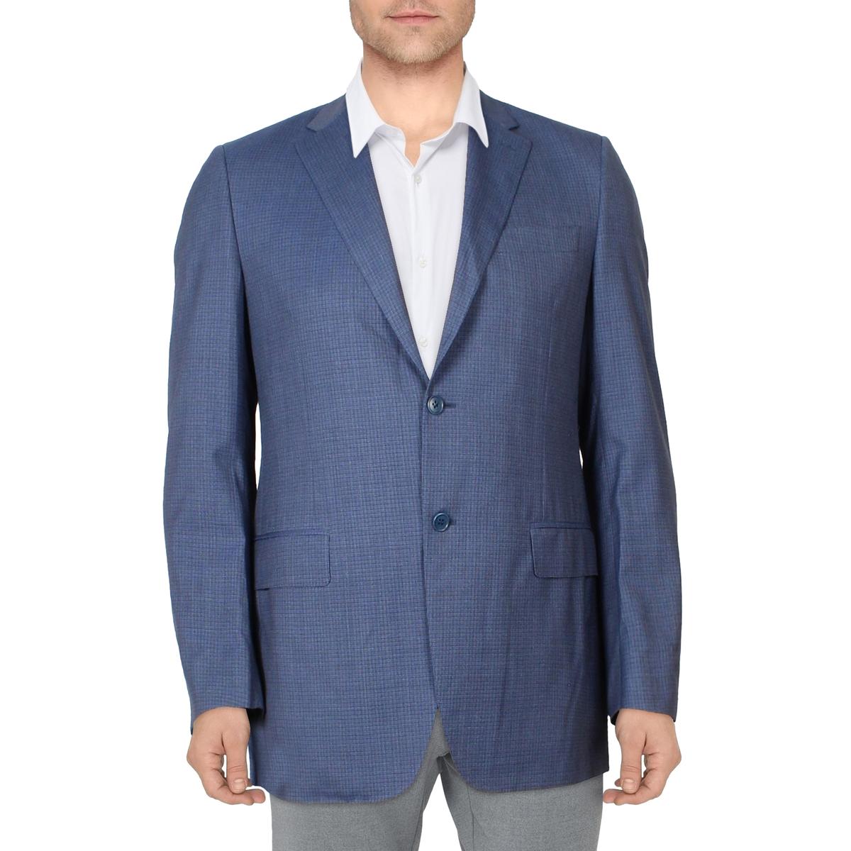 Wool Plaid Two-Button Suit Jacket
