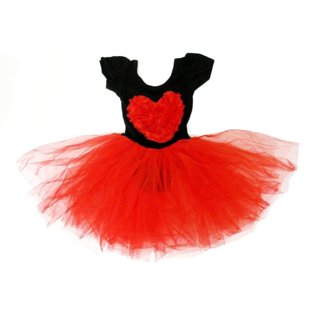 Black Red Heart Tutu Ballet Dress Girls S-L