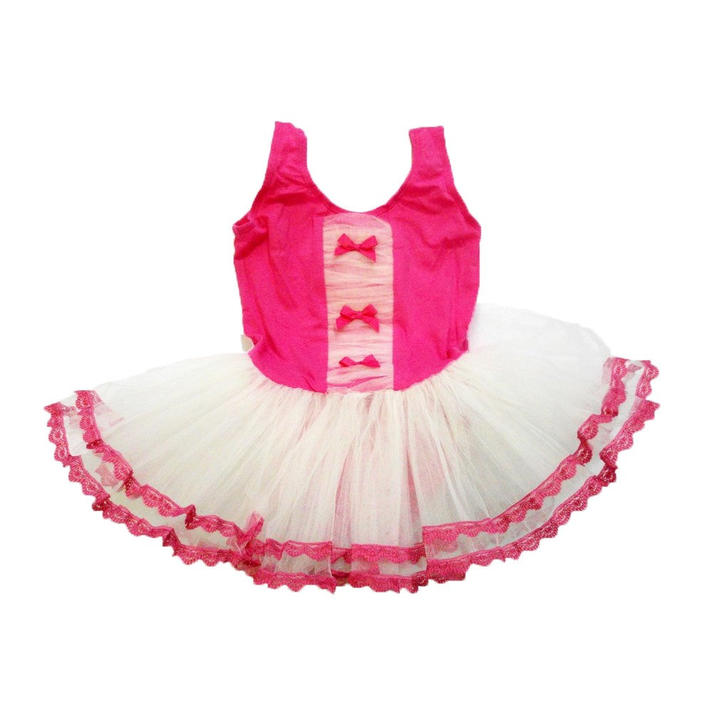 Hot Pink White 3 Bow Tutu Ballet Dress Girl S-XL