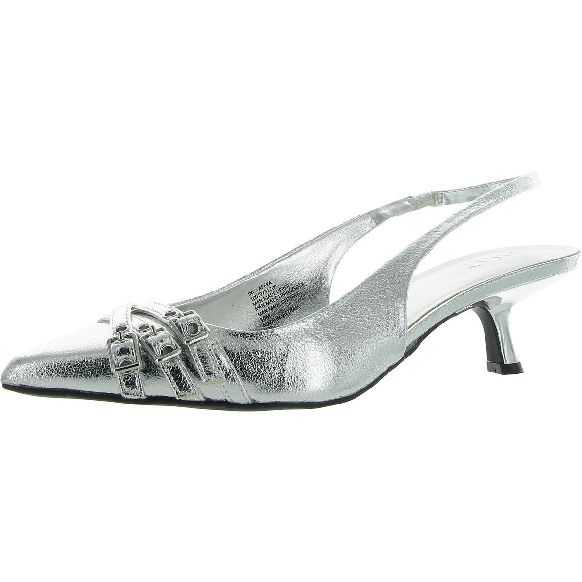 Capeka Faux Leather Pointed Toe Slingback Heels