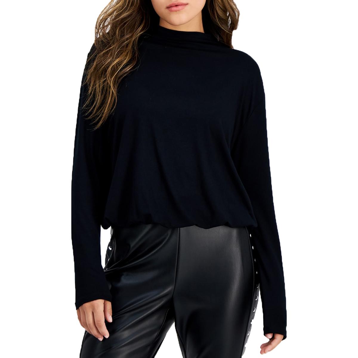 Petites Crop Rayon Mock Turtleneck Sweater