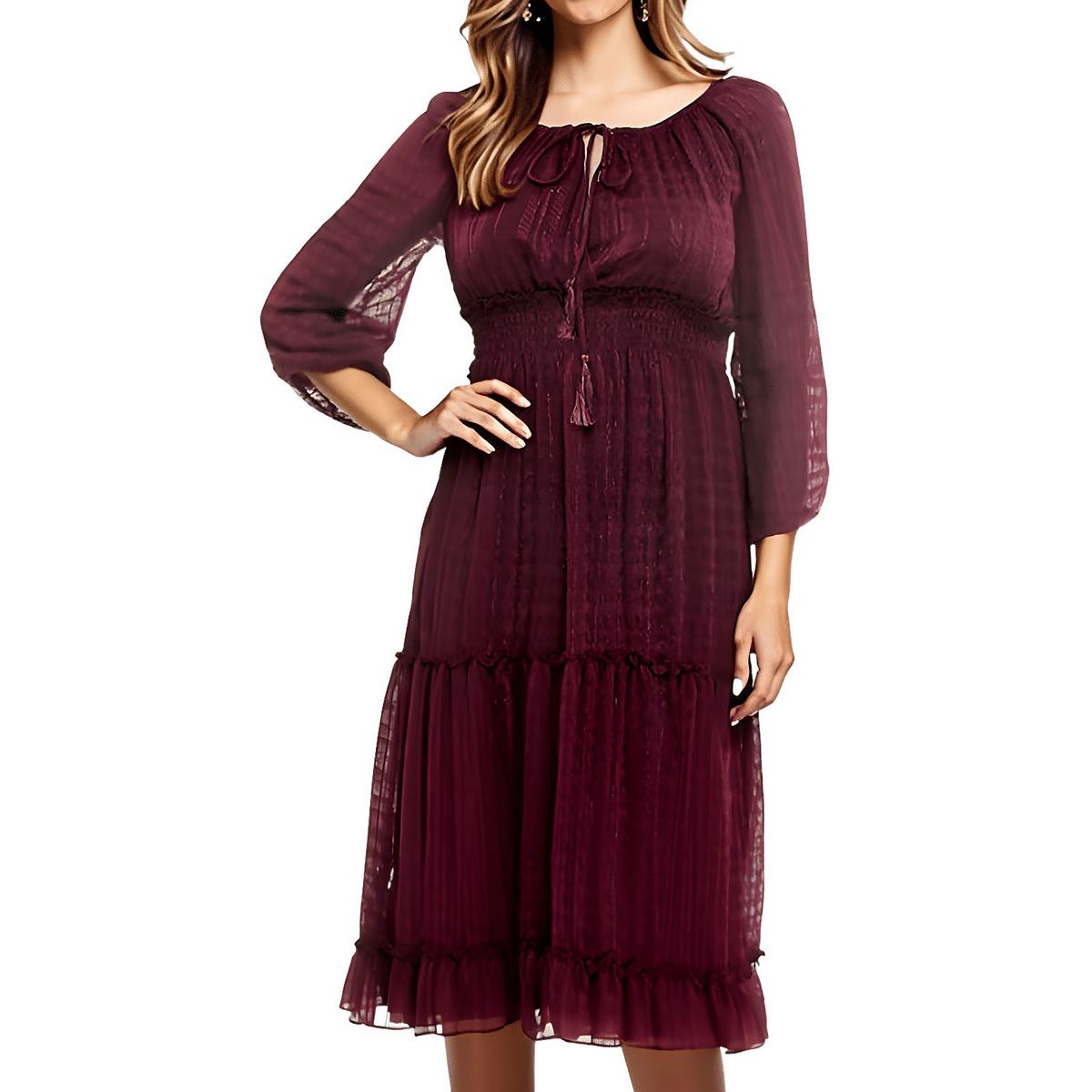 Tiered Chiffon Fit & Flare Dress