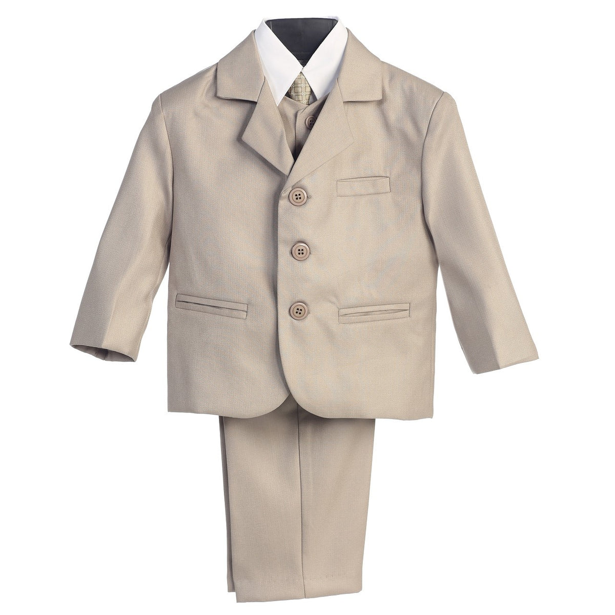 Little Boys Khaki Special Occasion Wedding Easter 5pc Suit Set 12M-14