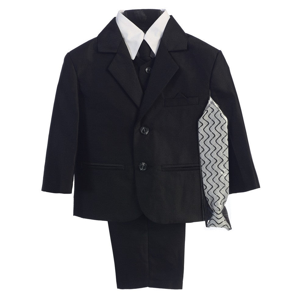 Big Boys Black Two-button Herringbone Pattern Special Occasion Suit 8-14