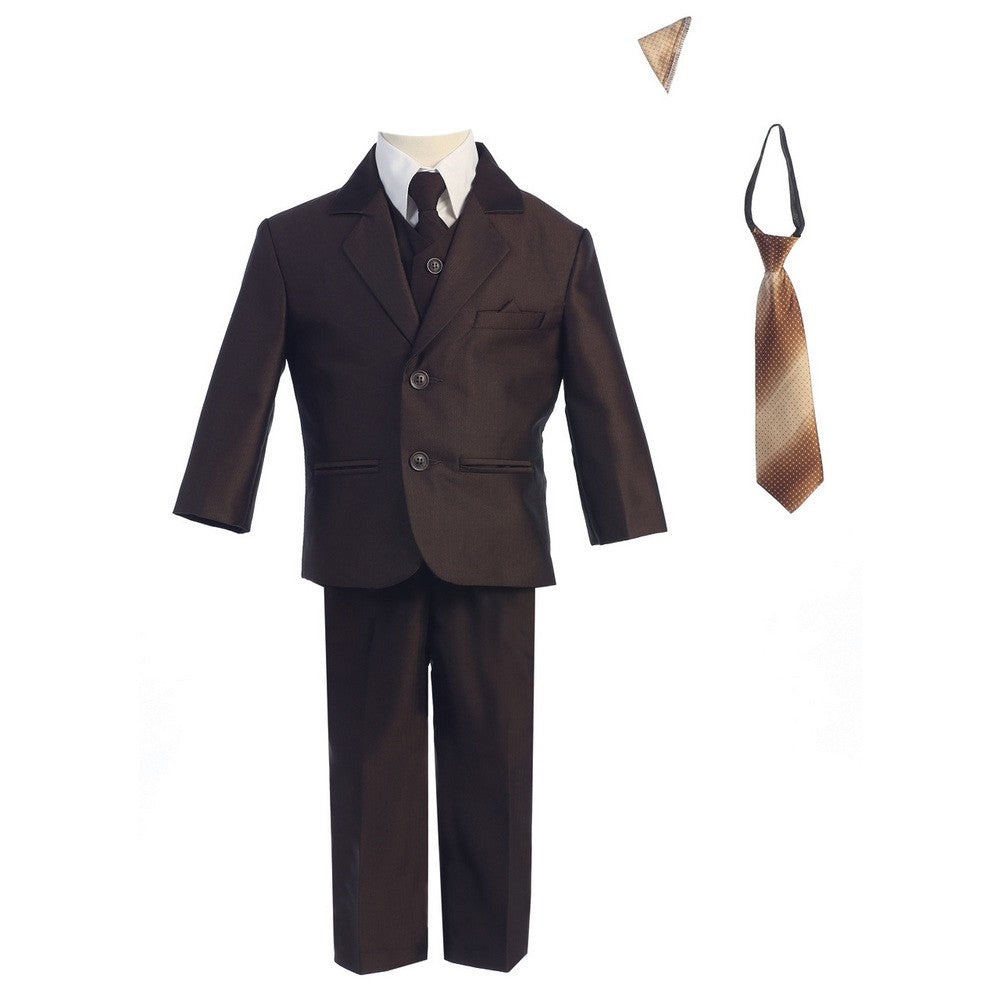 Big Boys Brown Two-button Herringbone Pattern Special Occasion Suit 8-14
