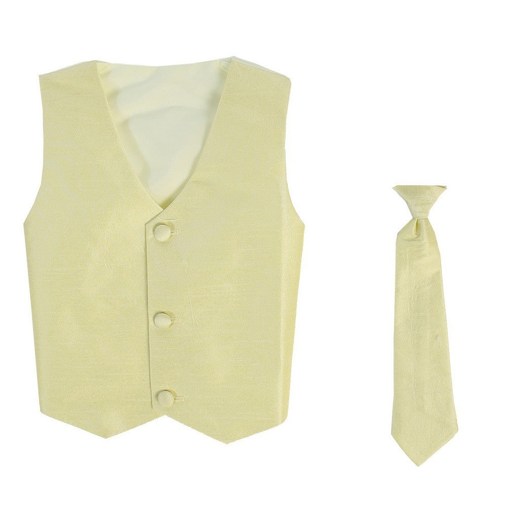 Little Boys Yellow Poly Silk Vest Necktie Special Occasion Set 2T-7
