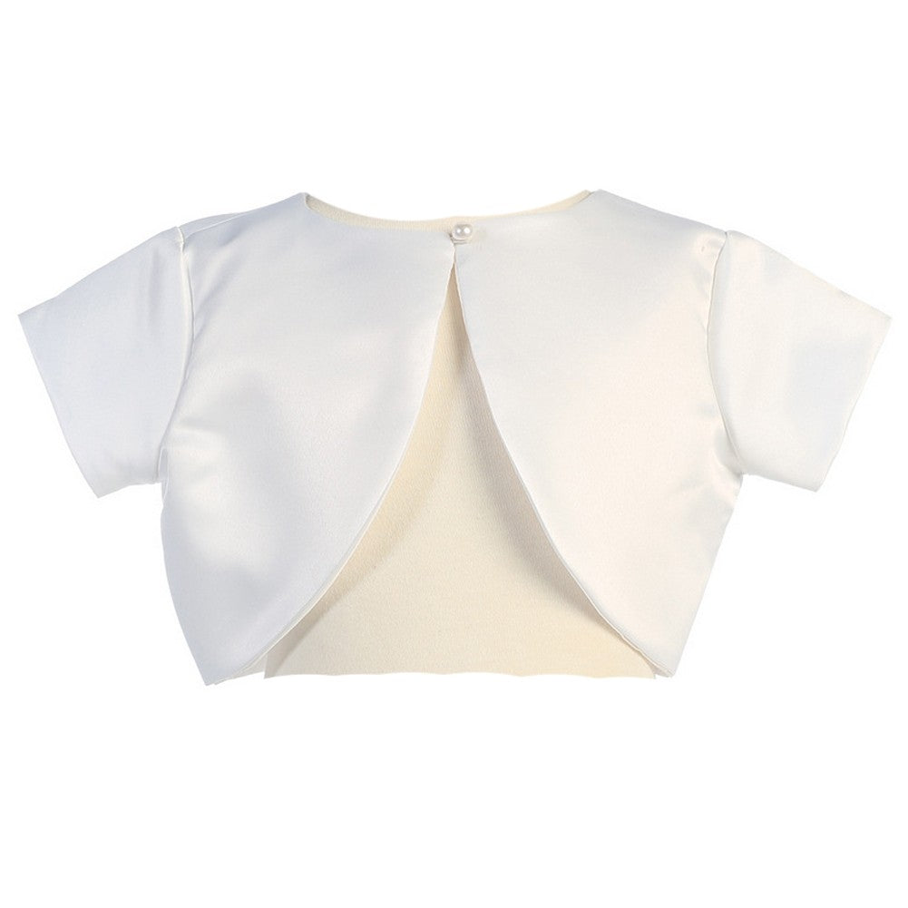 Little Girls White Satin Special Occasion Bolero Shrug 2T-7