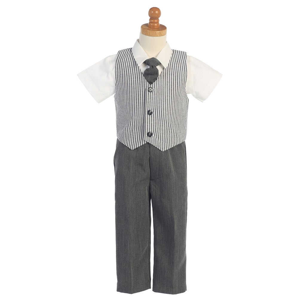 Charcoal Seersucker Vest Pant Suit Set Boys 5-7
