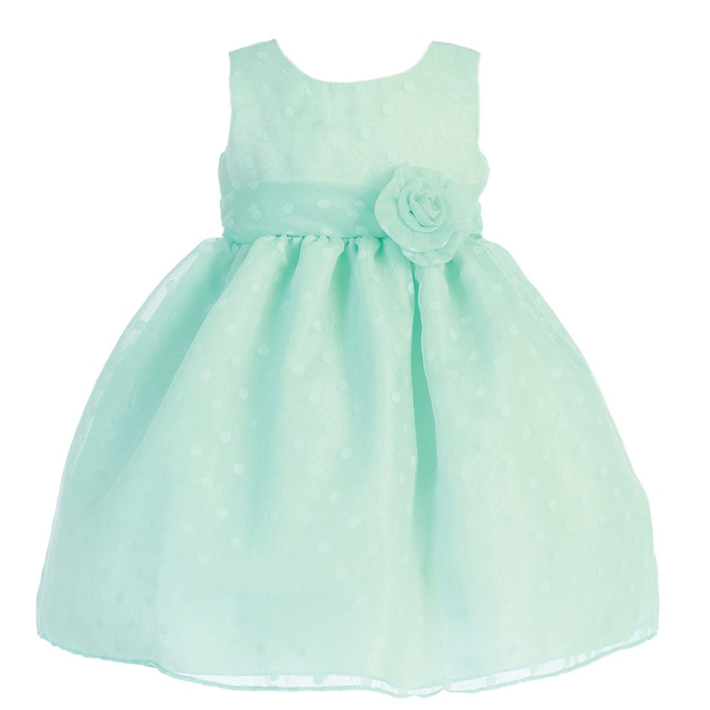 Mint Green Dot Flower Burnout Easter Flower Girl Dress Girls 5-7