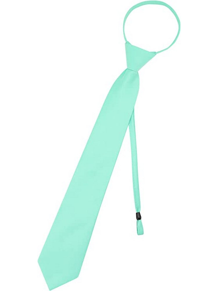 Boys Multi Color Pre Tied Junior Solid Adjustable Zipper Neck Tie