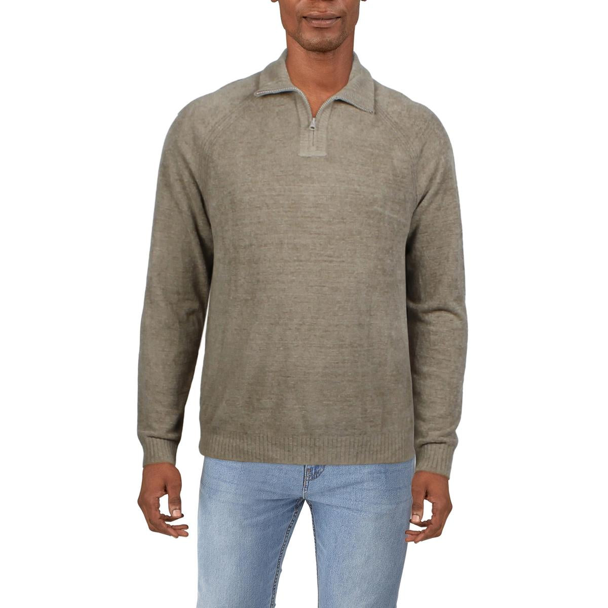 Zipper Nylon Mock Turtleneck Sweater