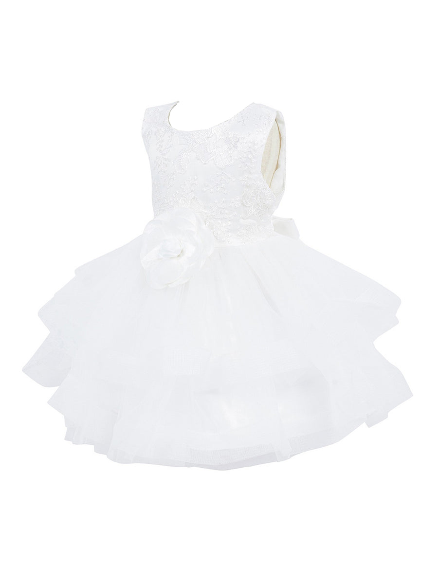 Baby Girls Lala & Erina Ivory Lace Rose Adorned Flower Girl Dress 3-24M