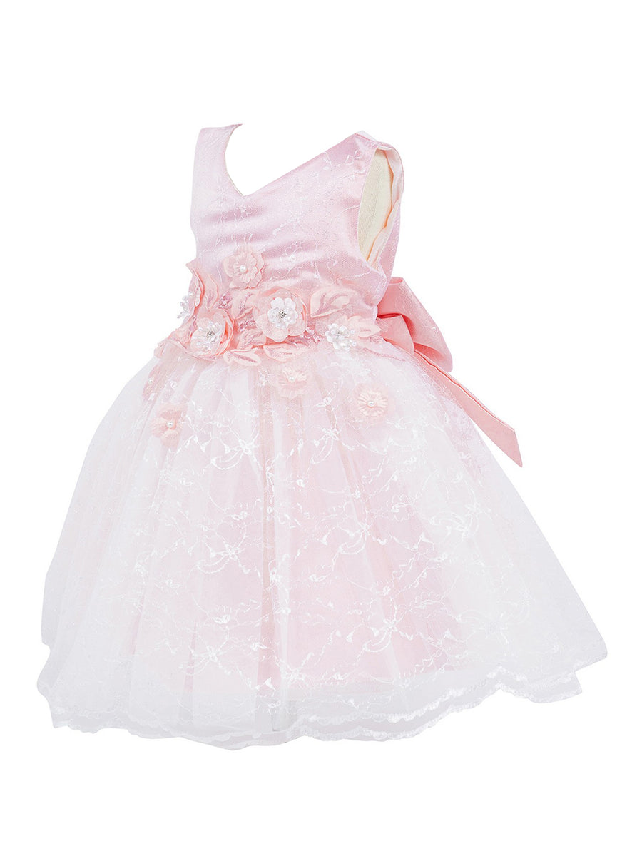 Baby Girls Lala & Erina Multi Color Lace Satin Flower Girl Dress 3-24M