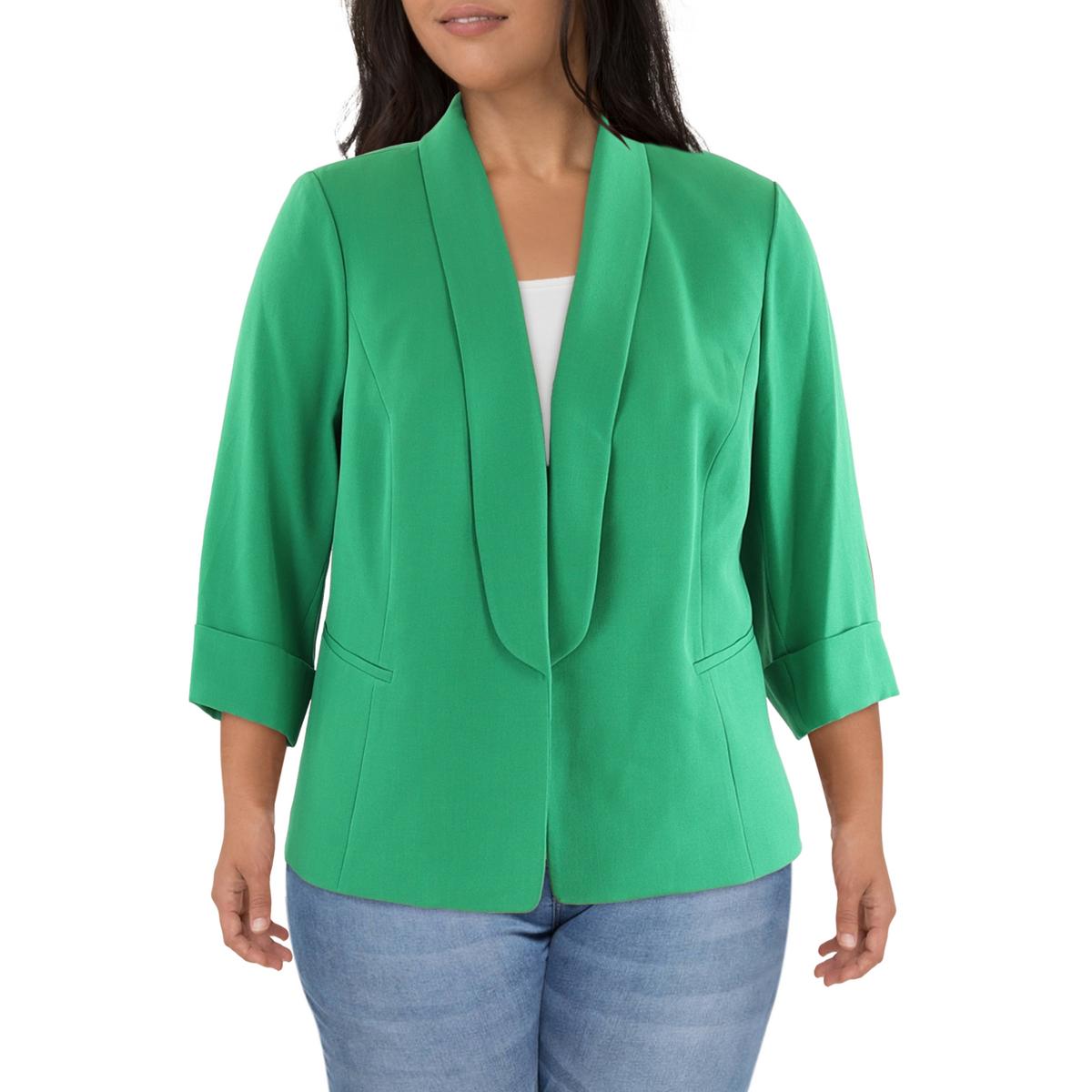 Plus Collar Open-Front Blazer