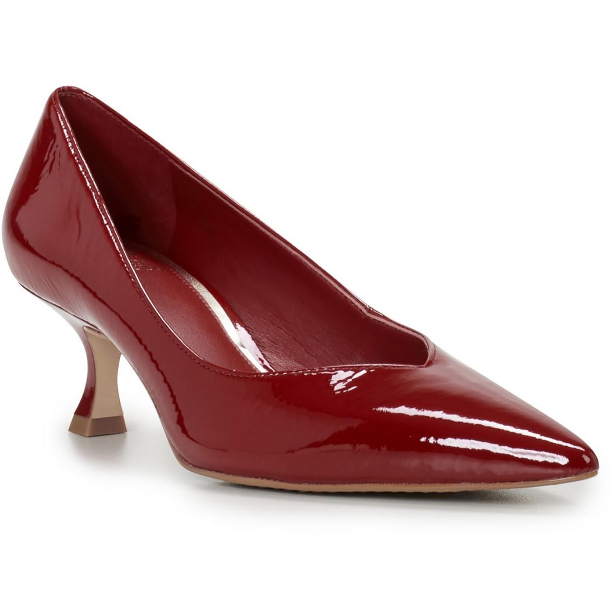 Solid Faux Leather Kitten Heels