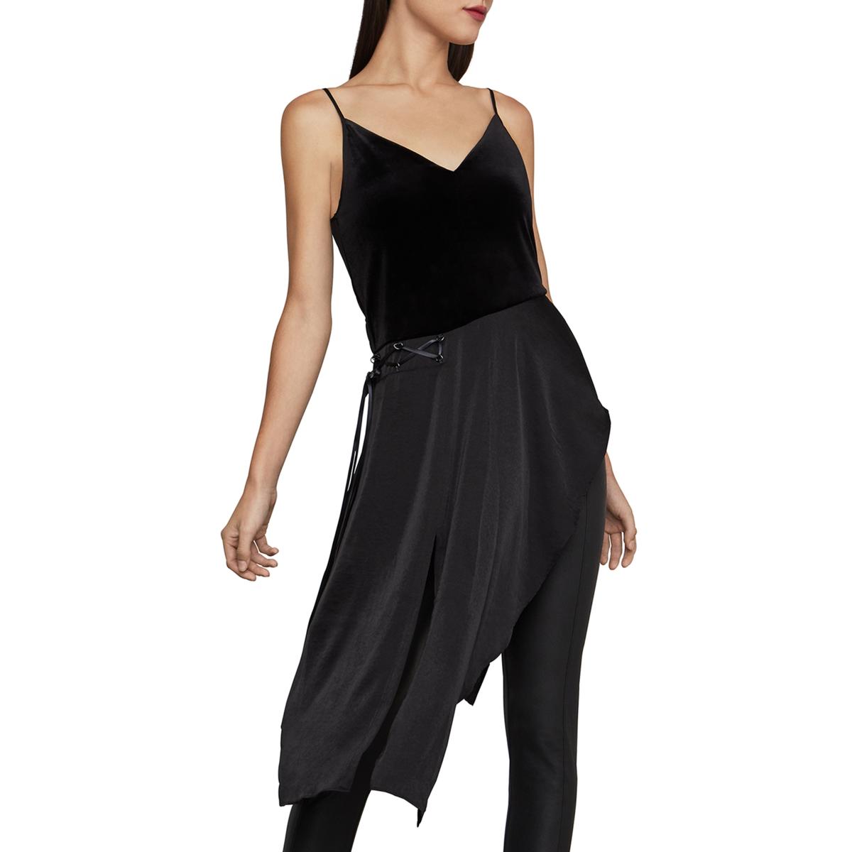 BCBG Max Azria Asymmetrical Sleeveless V-Neck Tunic Top