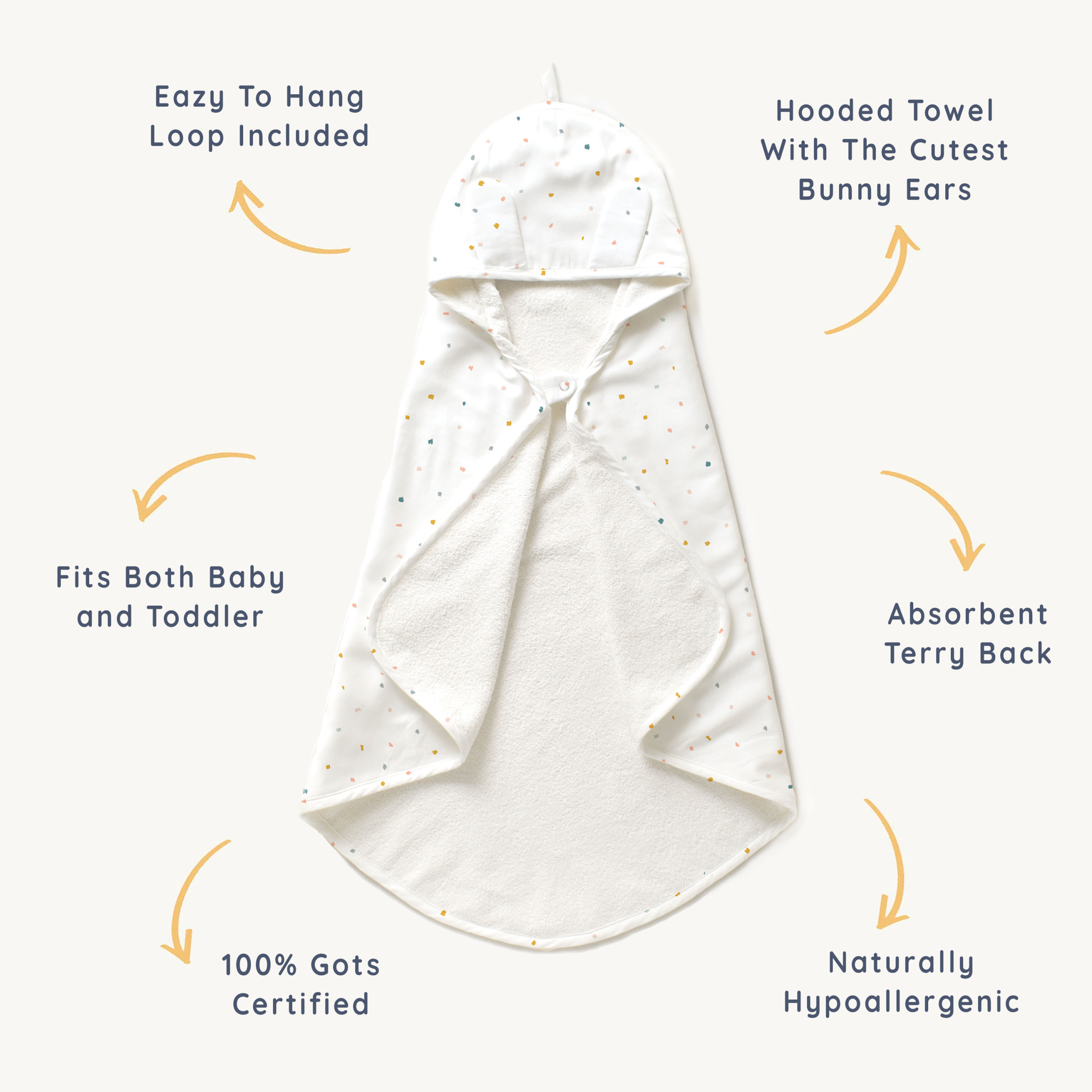 Organic Baby Towel - Dotty