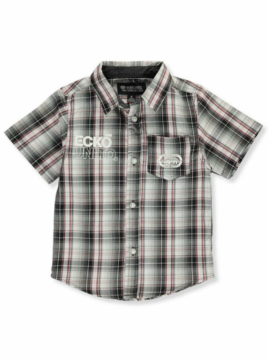 Little Boys Multi Color Short Sleeve Button Checkered Shirt 4-7