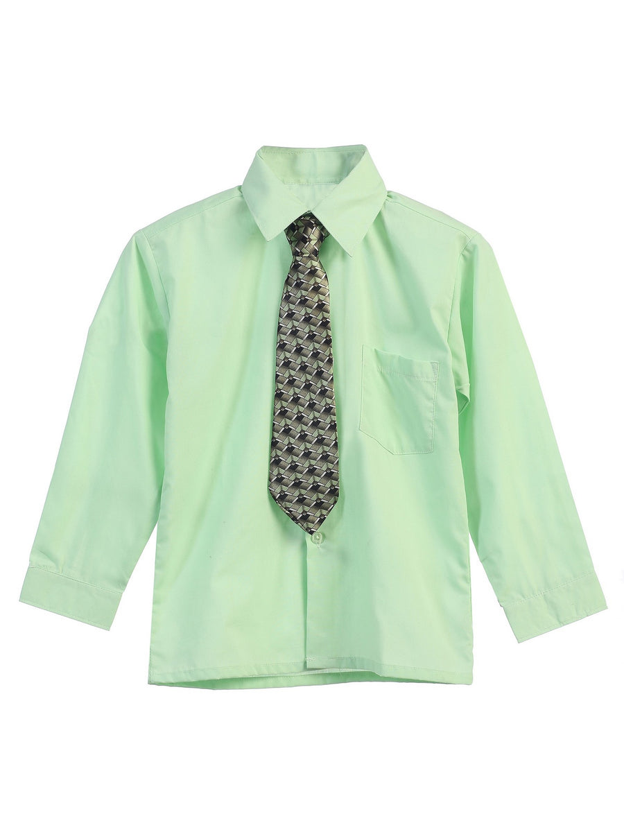 Rafael Little Boys Tie Long Sleeve Dress Shirt 2T-7