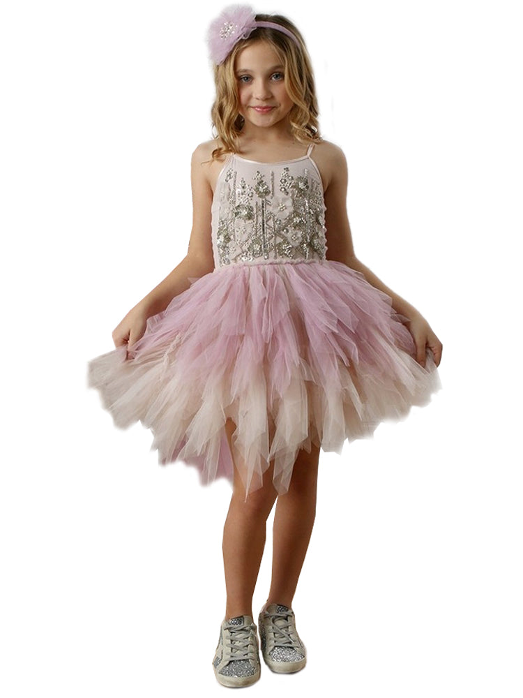 Girls Lilac Emma Embroidered Tutu Dress, 12M-14