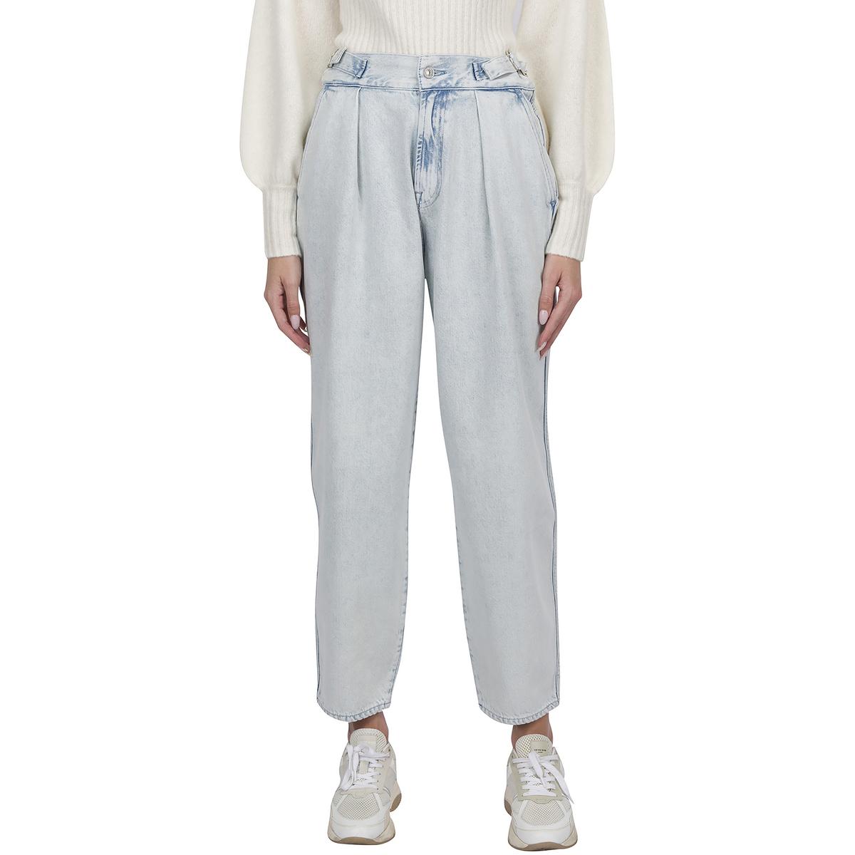 Balloon Tab Pleated Denim Ankle Jeans