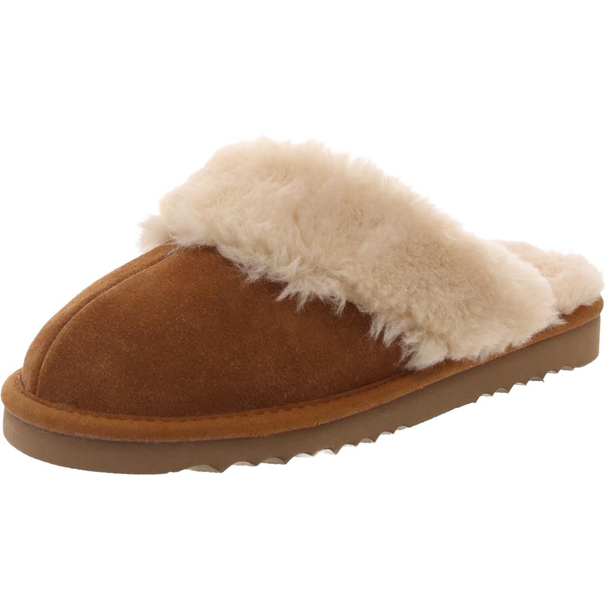 Faux Fur Lined Suede Slide Slippers