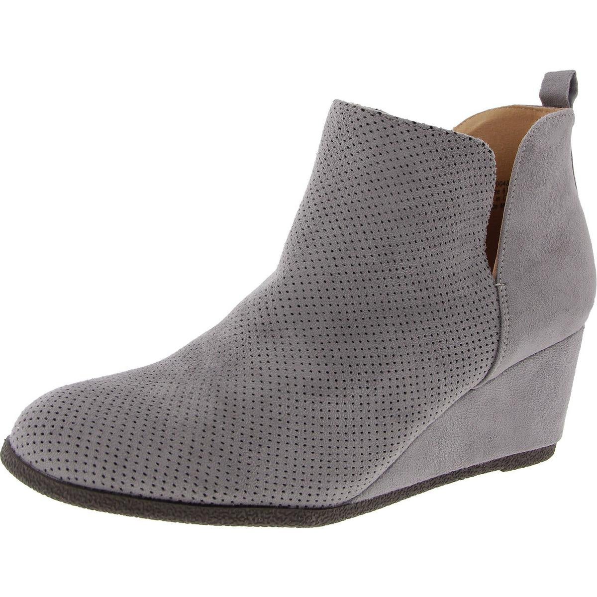 Perforated Faux Suede Booties