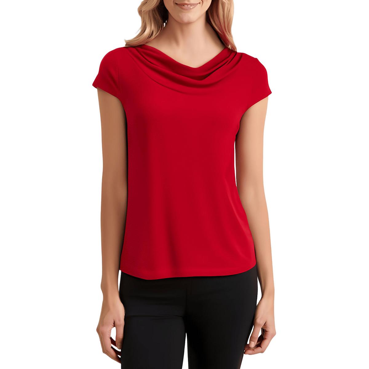 Drapey Neckline Shirred Pullover Top