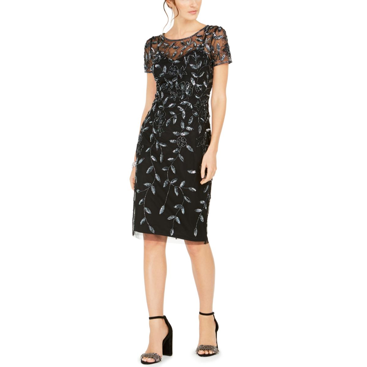 Embellished Knee-Length Cocktail Dress