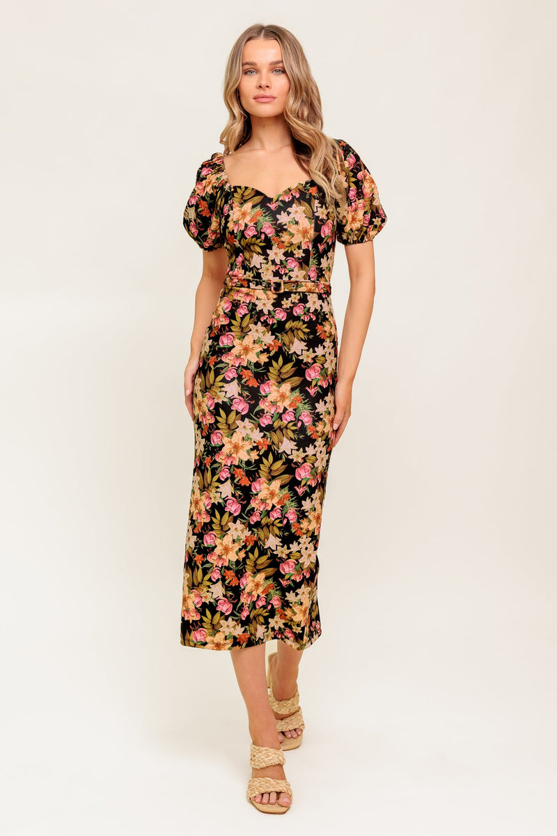 SWEET AT HEART WOVEN MIDI DRESS