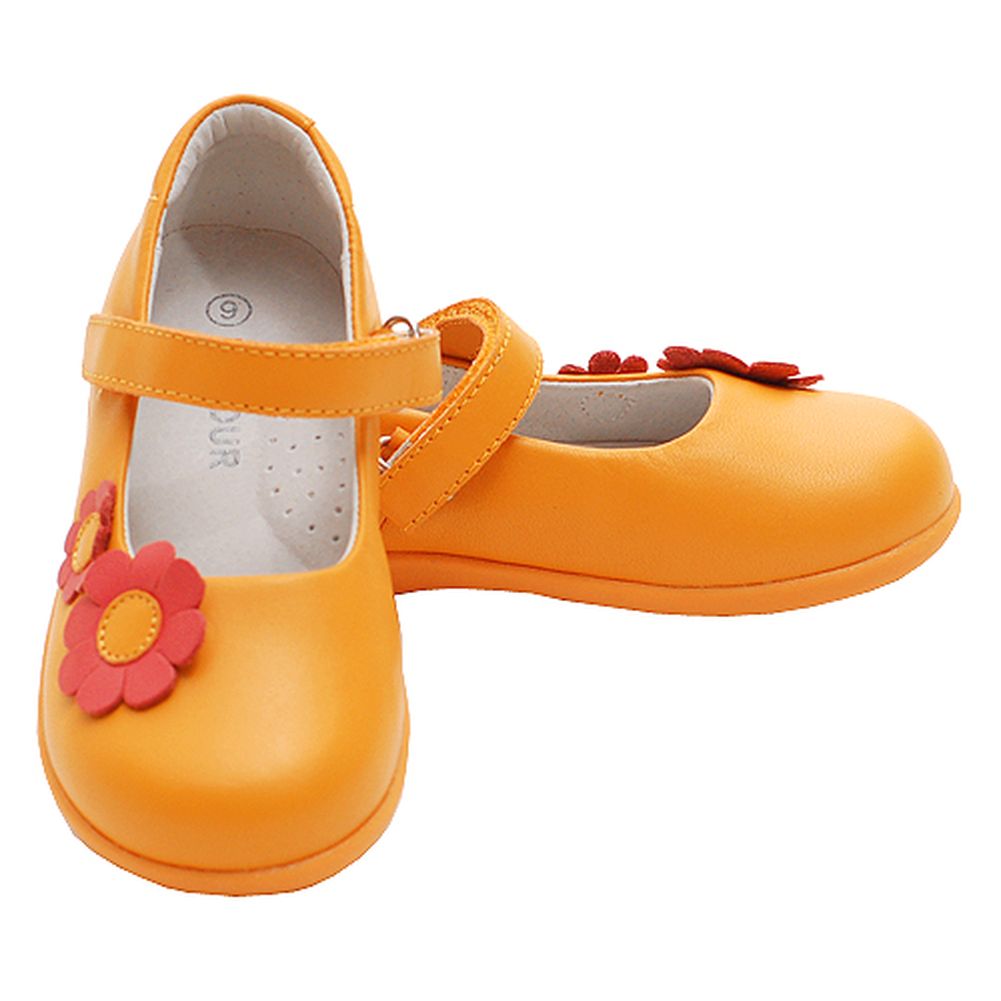 Tangerine Double Daisy Strap Sandal Shoes Toddler Little Girls 5-2