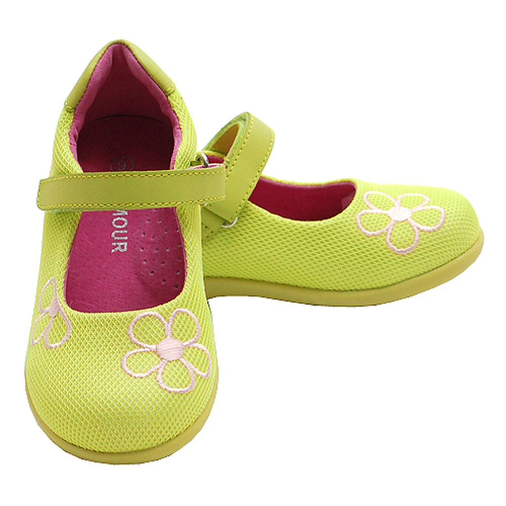 Toddler Little Girl Lime Green Mesh Flower Mary Jane Shoe 5-2