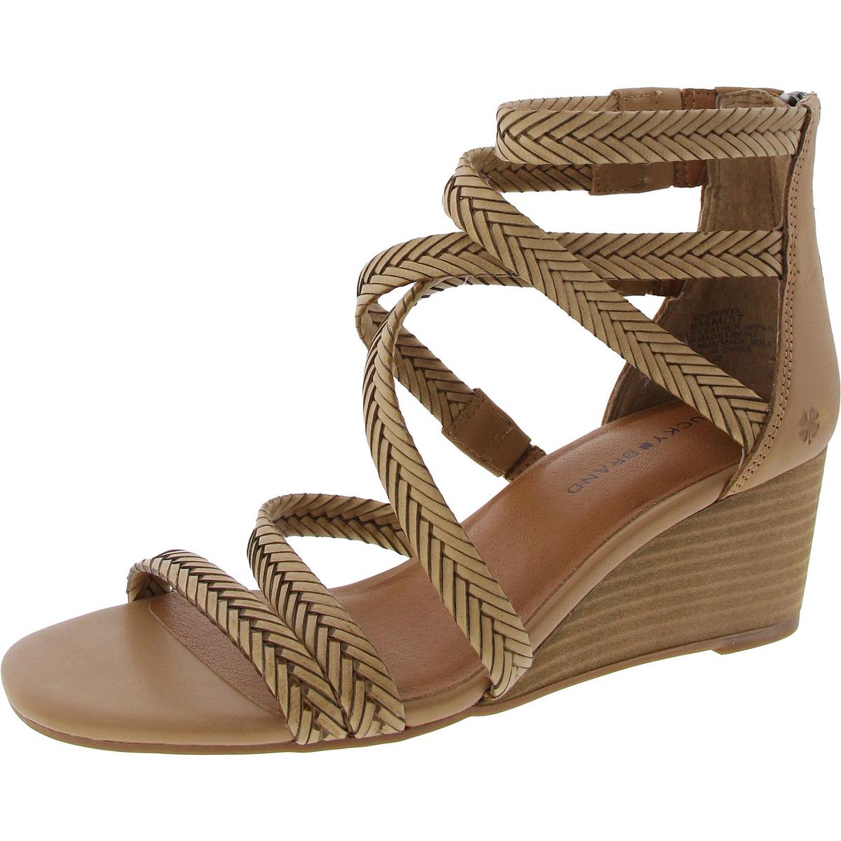 Jifinya Zipper Leather Wedge Sandals